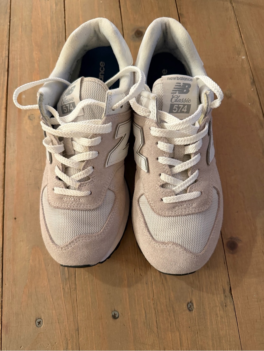 New Balance men Classic 574 Sneakers in Light Beige and White